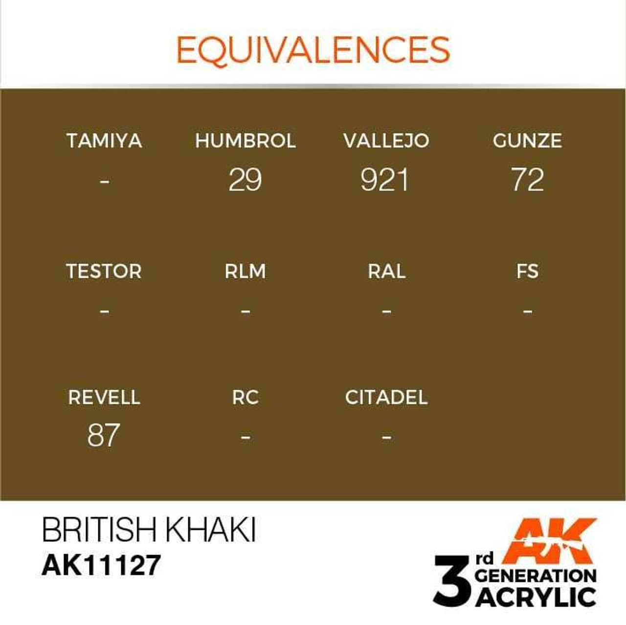 AKI11127 AK Interactive 3rd Gen Acrylic British Khaki 17ml