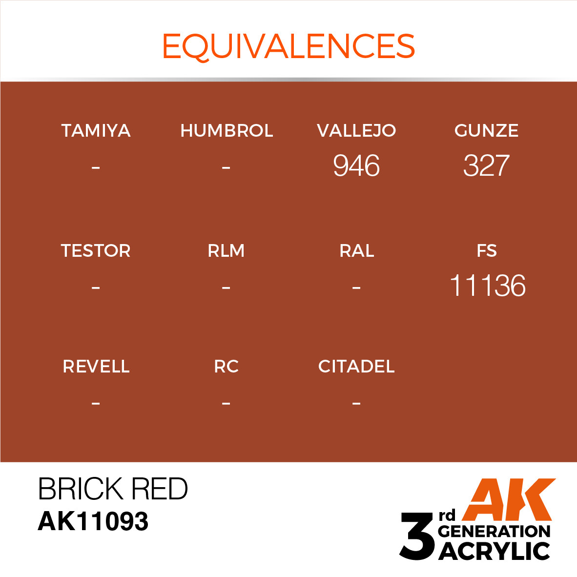 AKI11093 AK Interactive 3rd Gen Acrylic Brick Red 17ml