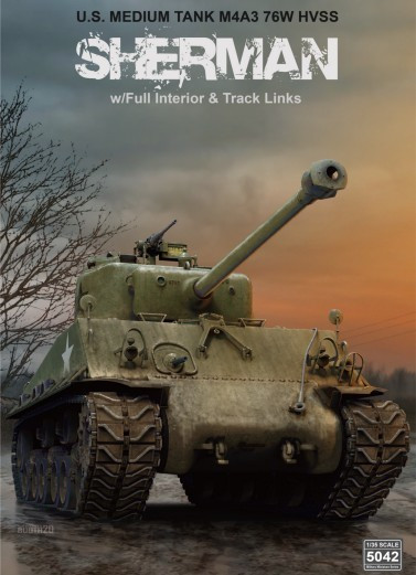 RFM5042 US Sherman M4A3 76W HVSS Medium Tank 1/35 w/Full Interior & Workable Track Links