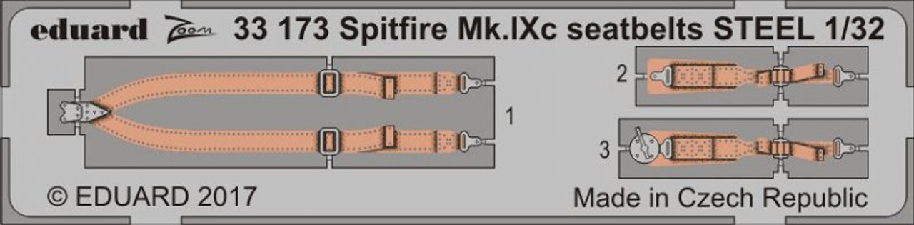 (SO) EDU33173 1:32 Eduard Color Zoom PE - Spitfire Mk.IXc Seatbelts (REV kit)