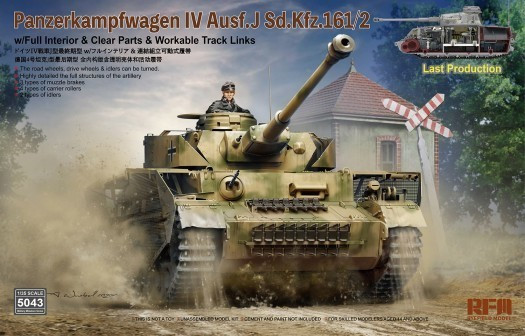 5043 German PzKpfw IV Ausf J SdKfz 161/2 Last Production Tank w/Full Interior & Workable Track Links 1/35