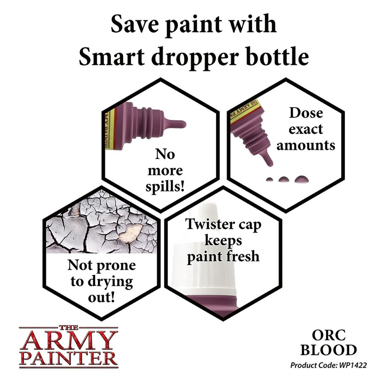 ARMWP1422 Orc Blood - Acrylic Paint for Miniatures in 18 ml Dropper Bottle