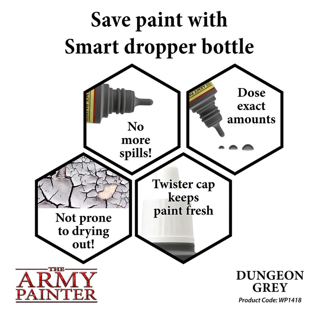 ARMWP1418 Dungeon Grey - Acrylic Paint for Miniatures in 18 ml Dropper Bottle