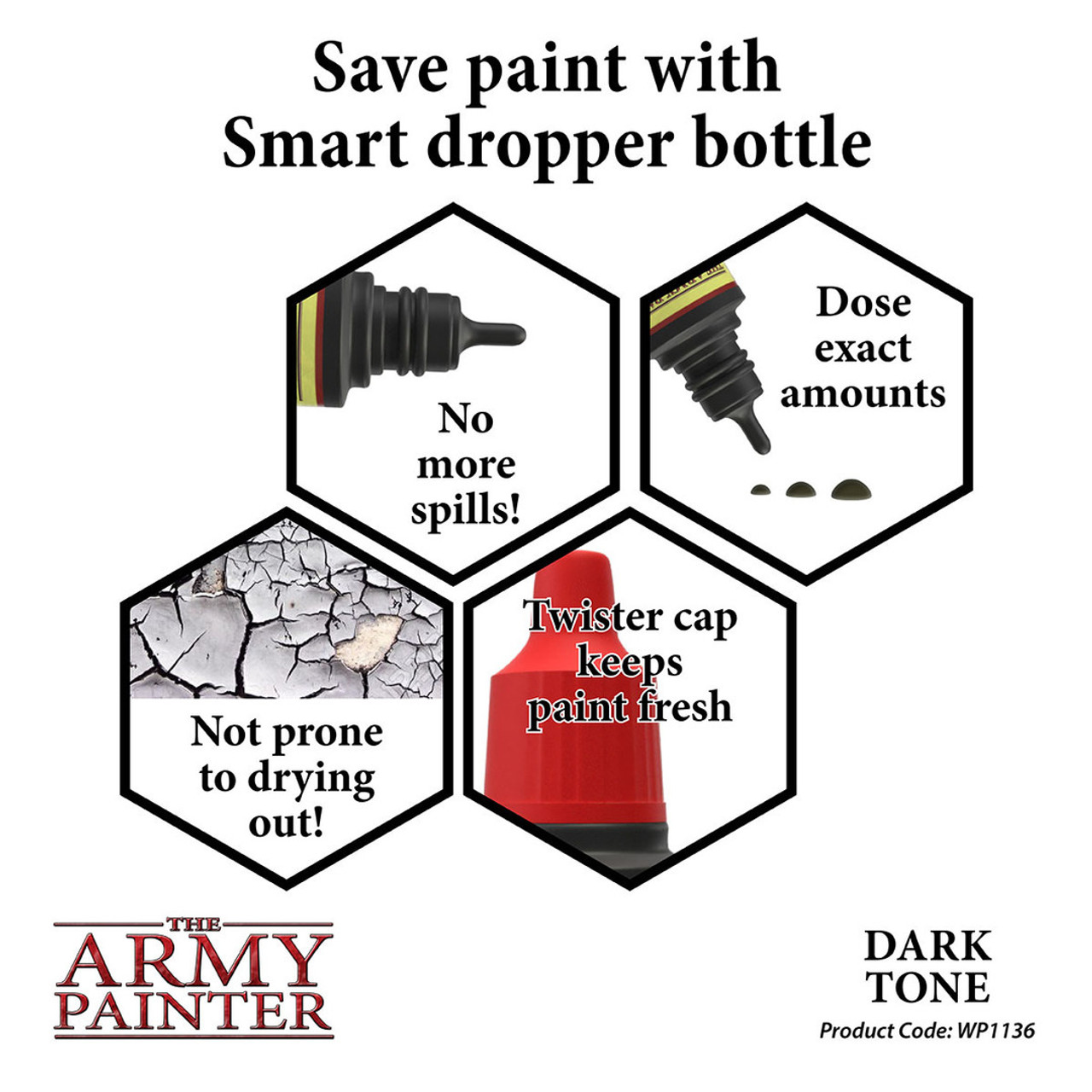 (D) ARMWP1136 QS Dark Tone Ink  - Acrylic Paint for Miniatures in 18 ml Dropper Bottle