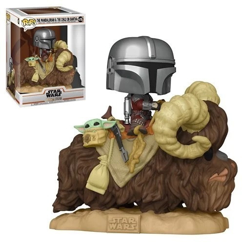 52373 Star Wars: The Mandalorian Mando on Bantha with Child in Bag Deluxe Pop! Vinyl Figure