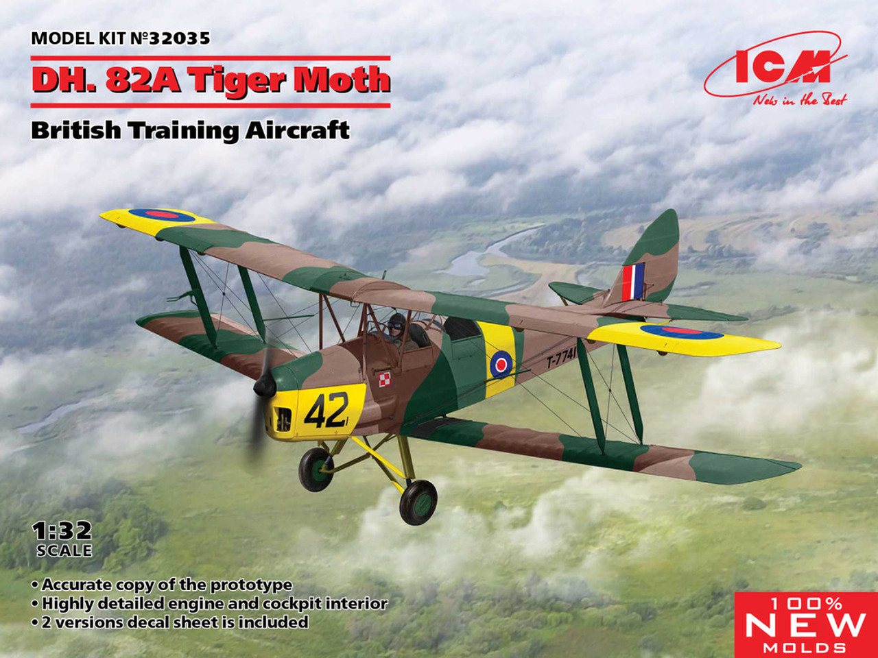 32035 DH-82A Tiger Moth British Training Aircraft 1/32 (New Tool)