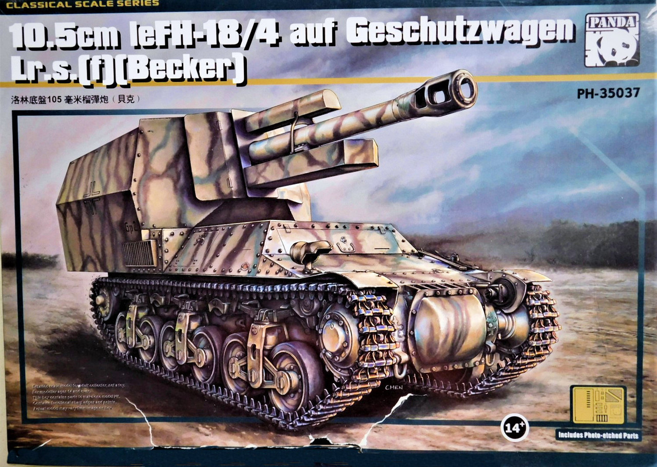 35037  10.5cm leFH18/4 LrS(f) Becker Heavy Gun on Geschutzwagen Tank (New Tool)
