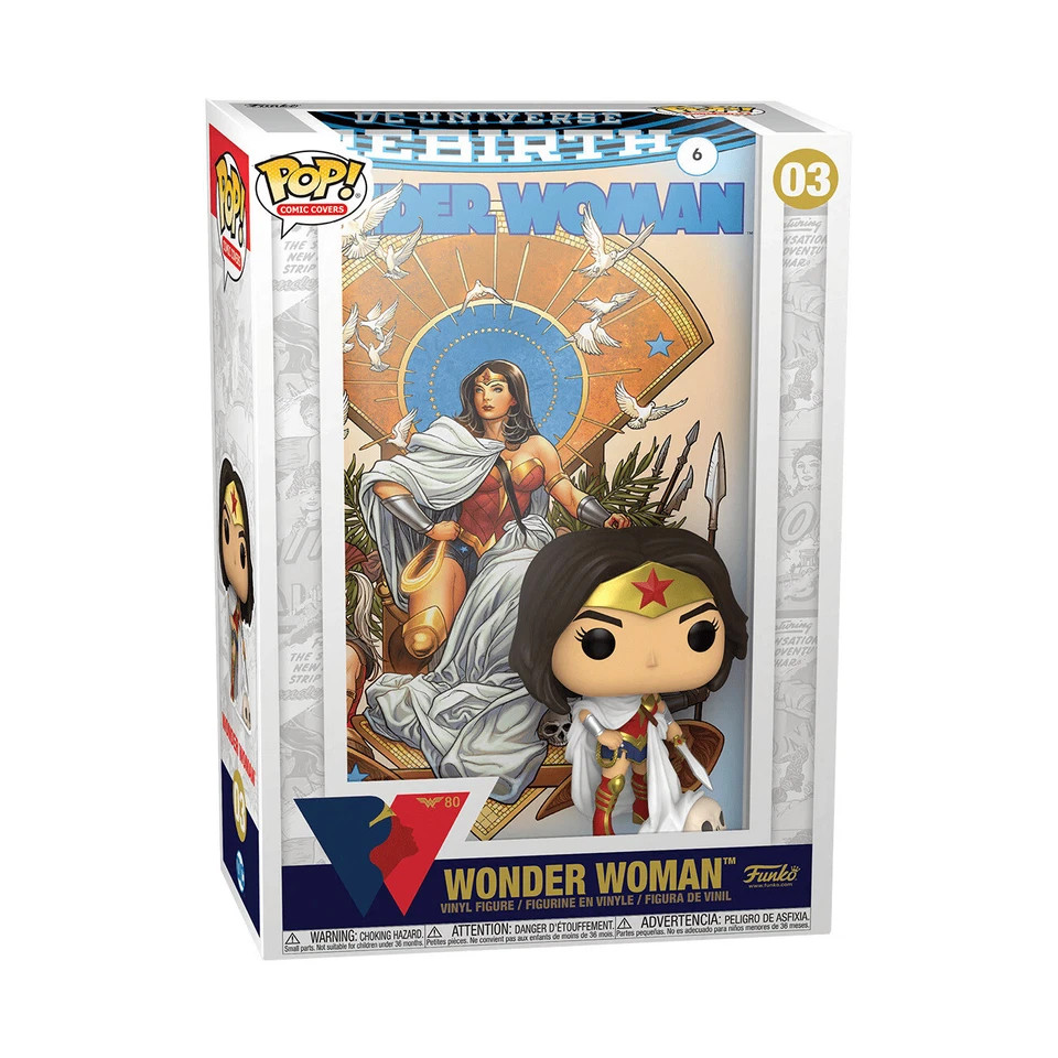 55010 Wonder Woman 80th Rebirth on Throne Pop! Comic Cover with Figure
