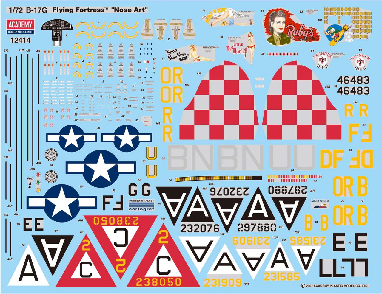 Academy 12414 USAF B-17G Flying Fortress 'Nose Art' 1:72 Model Kit  www.mrshobby.com