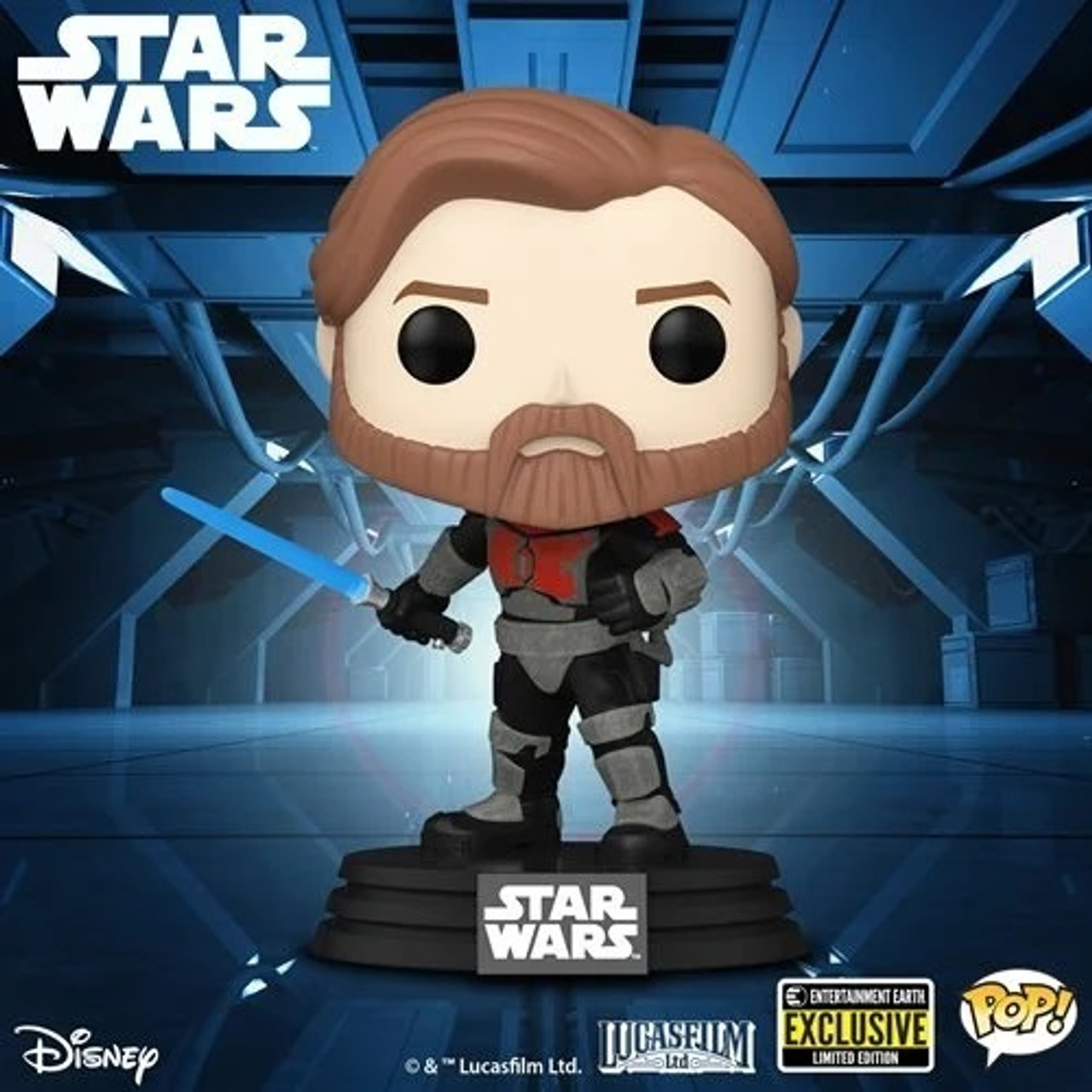 FU68283EE Star Wars: The Clone Wars Obi-Wan Kenobi Mandalorian Armor Pop! Vinyl Figure #599 - Entertainment Earth Exclusive