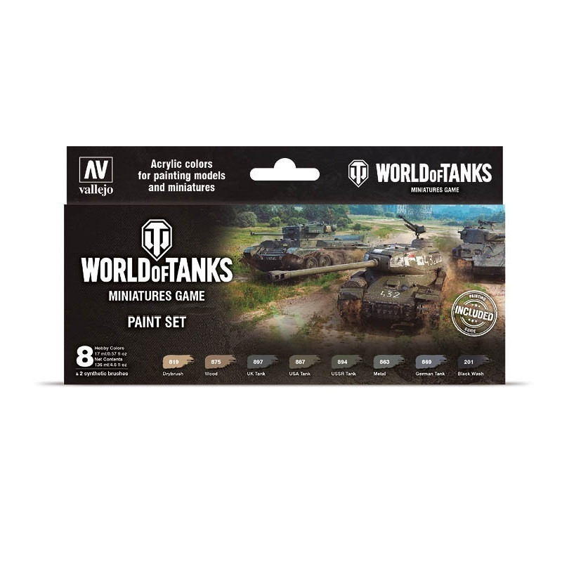 VLJ70245 World of Tanks Model Color Paint Set , 1/2 Fl. Oz. Bottles, 8 Colors