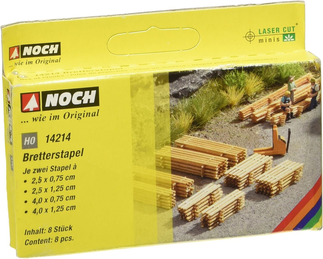 NOC14214  HO Scale Fresh-Cut Lumber Drying Pile - Kit -- 8 Piles in 4 Sizes