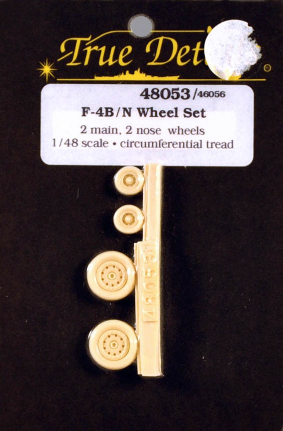 TDT48053 1/48 F-4B/N Wheel Set 2 main, 2 nose wheels, Circumferential tread