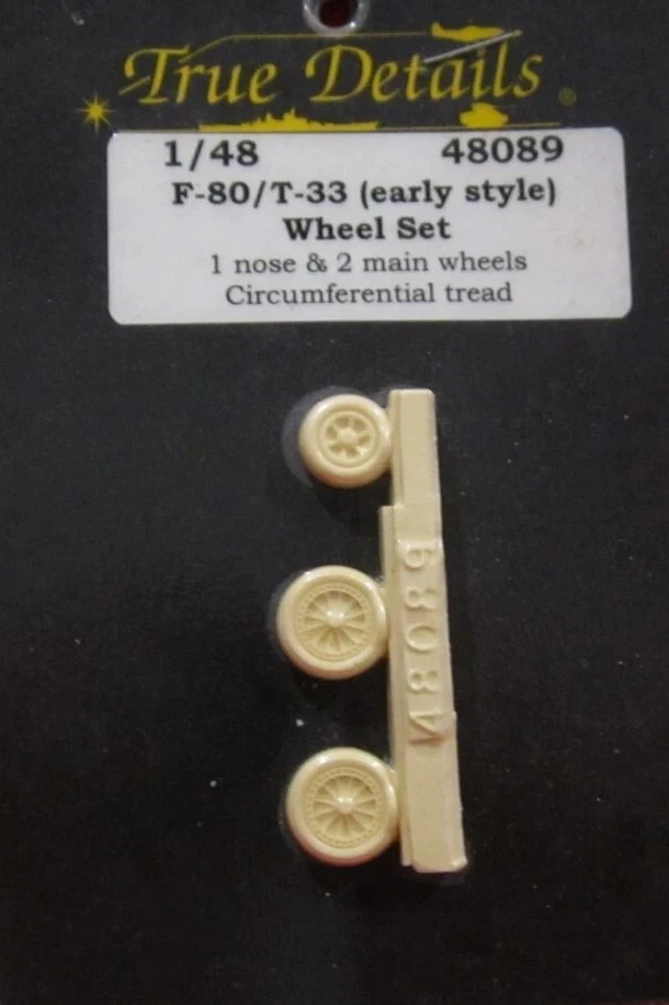 TDT48089 1/48 F-80/T-33 (early style) Wheel Set 1 nose & 2 main wheels circumferential tread