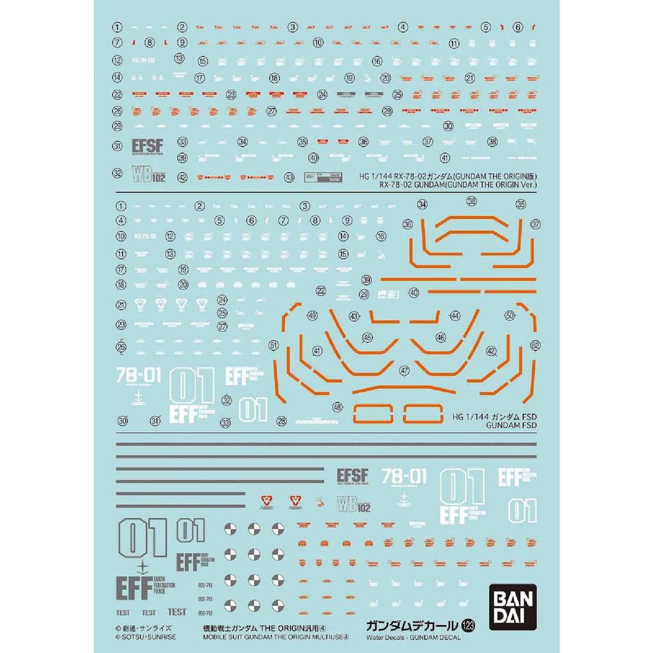 Bandai 2587847 GUNDAM DECAL #123 MOBILE SUIT GUNDAM THE ORIGIN MULTIUSE 4