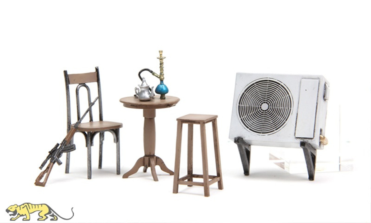 MGKSPS36 Middle Eastern Street Set : Table, Chair, Air Conditioner, Teapot, Hookah, Tabuk Siper Rifle 1/35