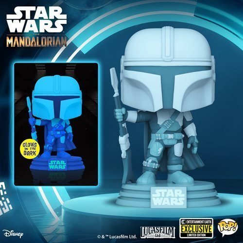 FU66BY60654EE Star Wars: The Mandalorian Hologram Glow-in-the-Dark Pop! Vinyl Figure - Entertainment Earth Exclusive