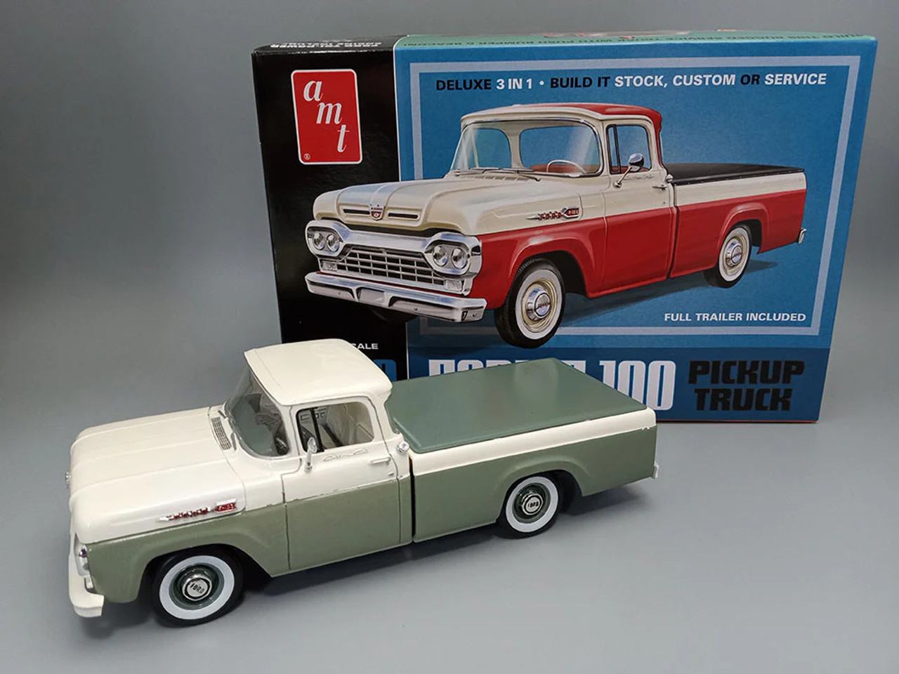 AMT1407 1960 Ford F100 Pickup Truck w/Trailer 1/25