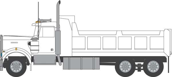 TWX49072 N Kenworth W900 Dump Truck - Assembled -- White