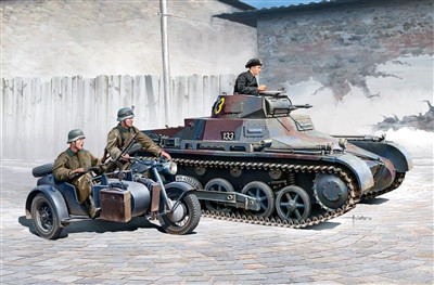 ACY13556 German Panzer I Ausf.B & Motorcycle - 100% new tooling