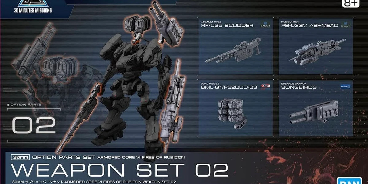 BAN2724575 Bandai 30 Minutes Missions x Armored Core VI Option Parts Set Weapon Set 02 "Armored Core VI Fires of Rubicon"
