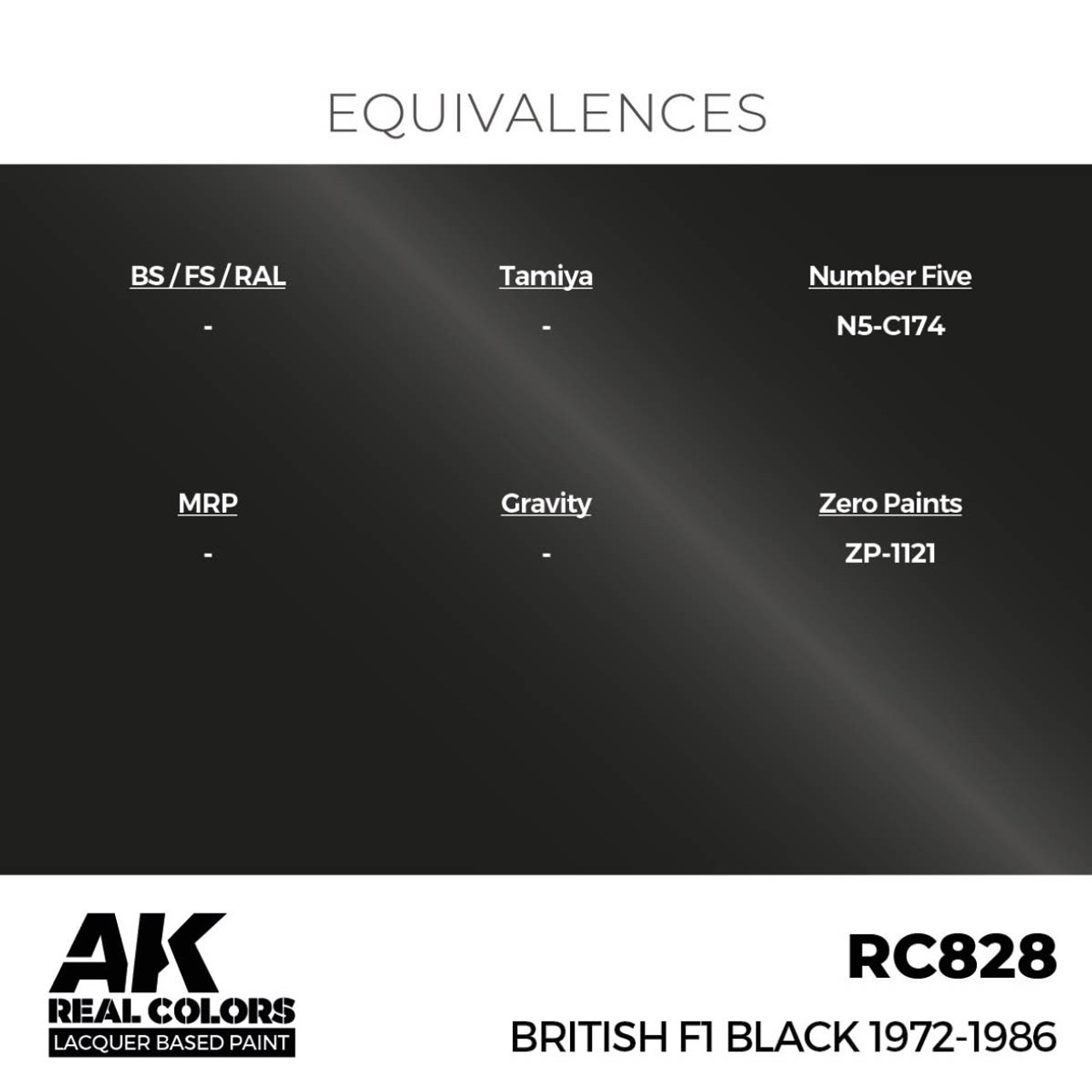 AKIRC828 AK Interactive Real Colors British F1 Black 1972-1986 17 ml.