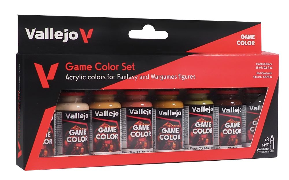 VLJ72187 VALLEJO 18ml Bottle Skin Tones Game Color Paint Set (8 Colors)