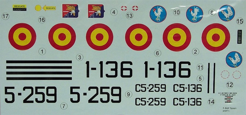 LFMC3211 LF Models 1/32 North-American F-86F Sabre over Spain part I. 2 decal options with mask for Kinetic kit