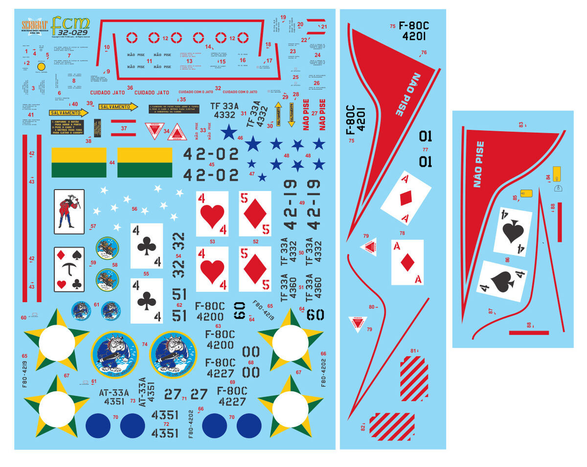 FCM32029 FCM Decals 1/32 F-80C and T-33A Brazil AF