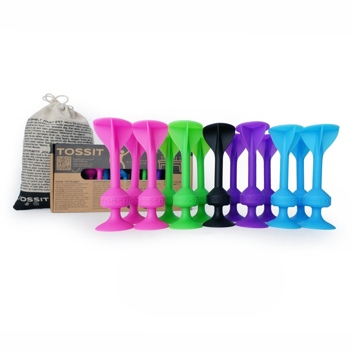 TOS474501B TOSSIT Game Suction Cups Darts (pink, lt blue, purple, green)