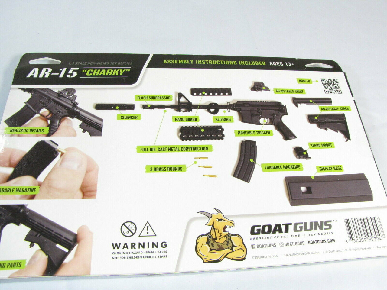 GOAAR-BLACK 1/3 Scale Die Cast AR15 Model Rifle, Black