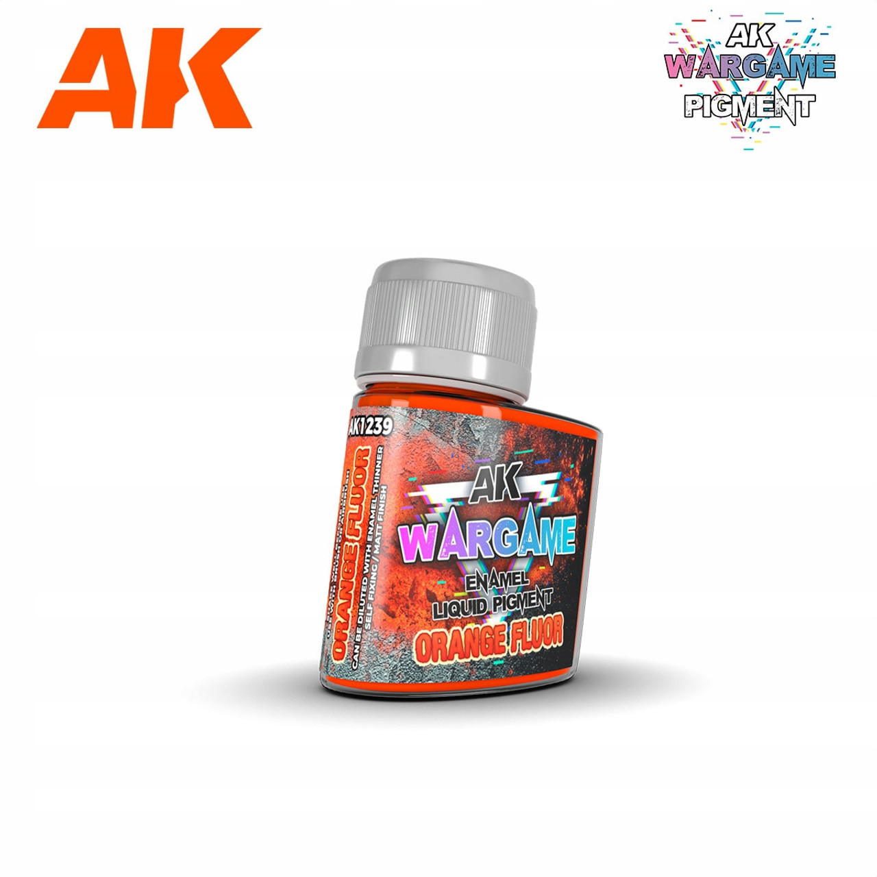 AKI1239 AK Interactive Wargame Enamel Liquid Pigments Fluorescent Orange 35ml