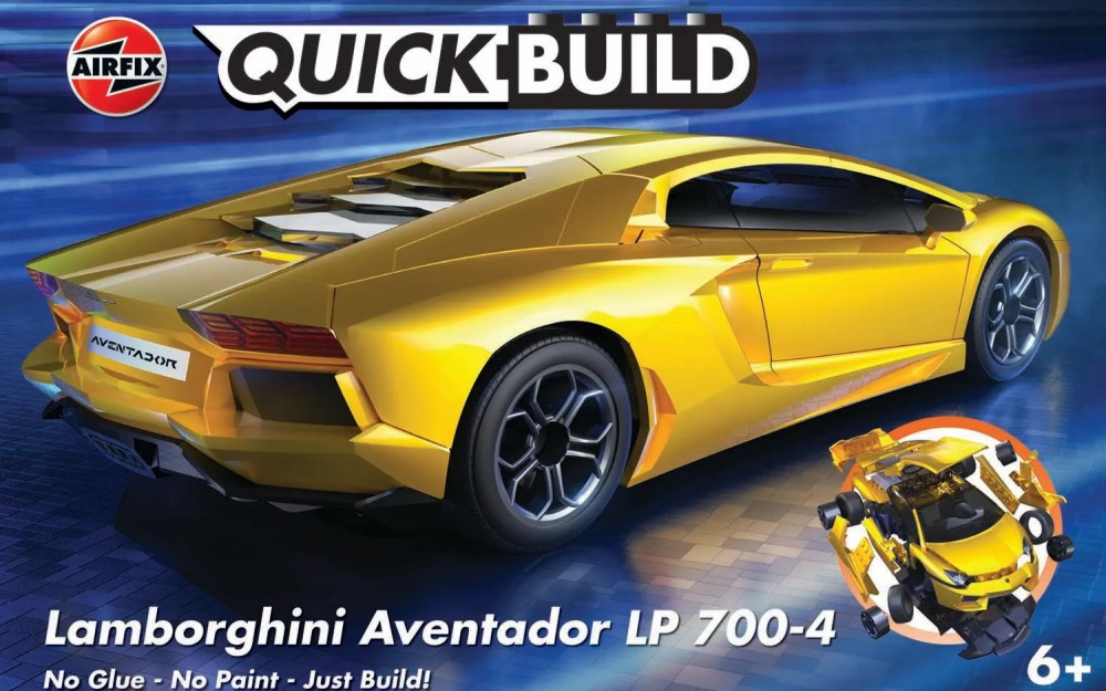 ARXJ6026 Quick Build Lamborghini Aventador LP700-4 Car (Yellow) (Snap)