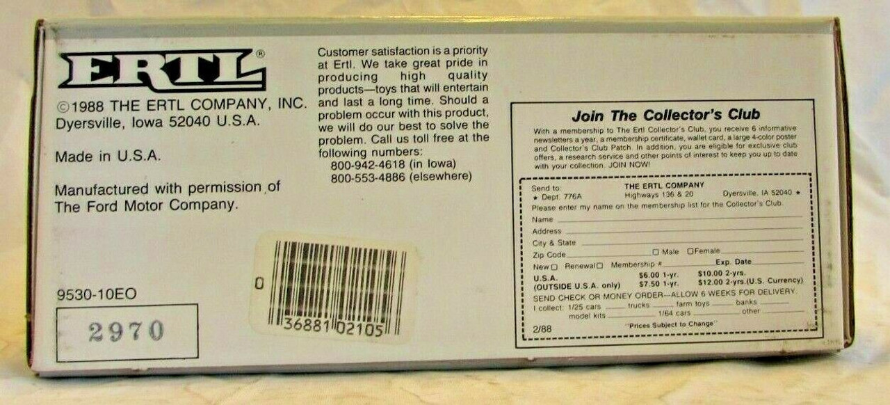 ERT2105  Collection Coast to Coast 1918 Ford Runabout Delivery Car Bank