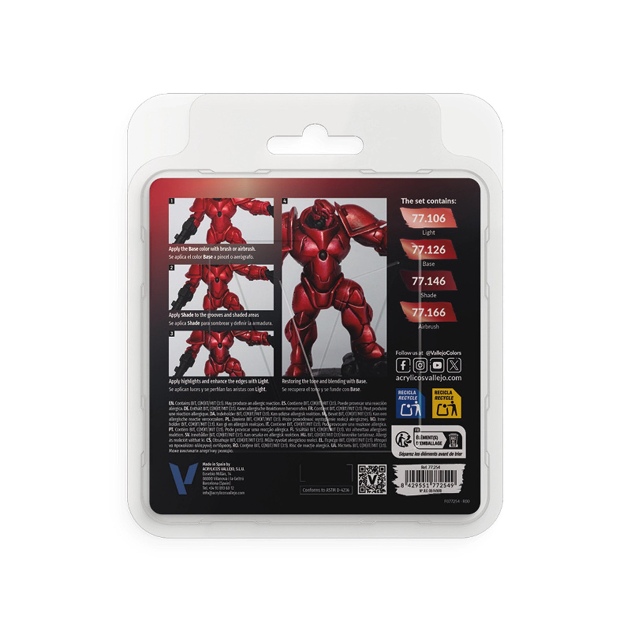 VLJ77254 18ml Ruby Red True Metallic Metal Paint Set (4 Colors)