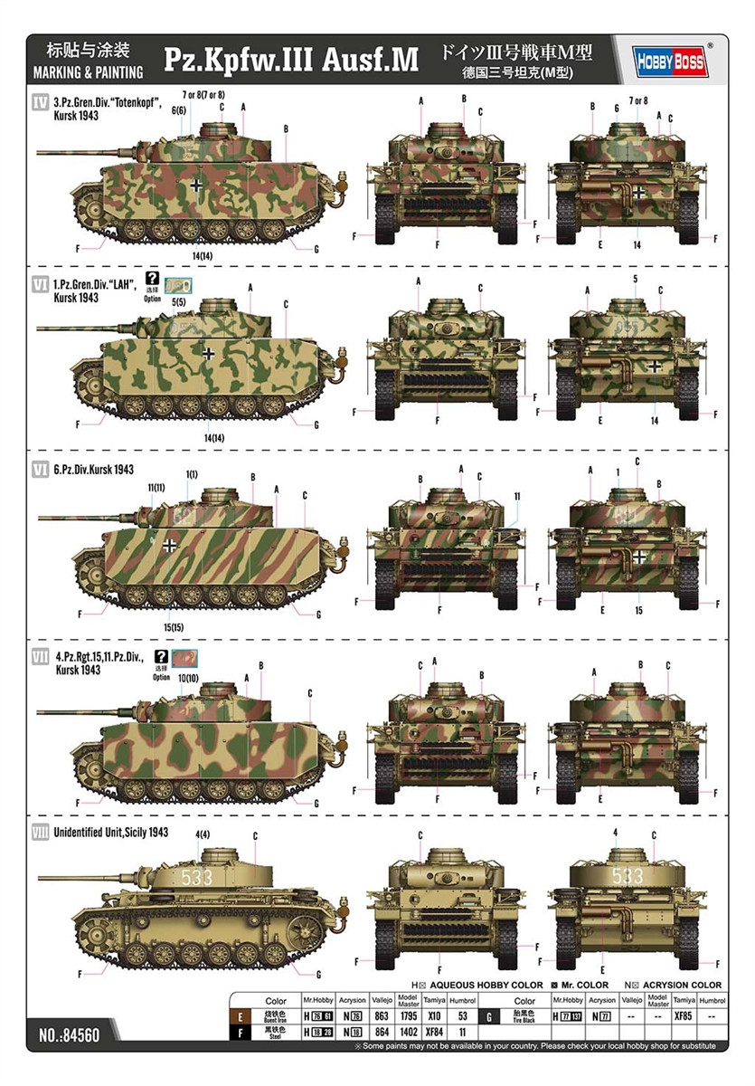 HobbyBoss 84560 1:35 Pz.Kpfw.III Ausf.M