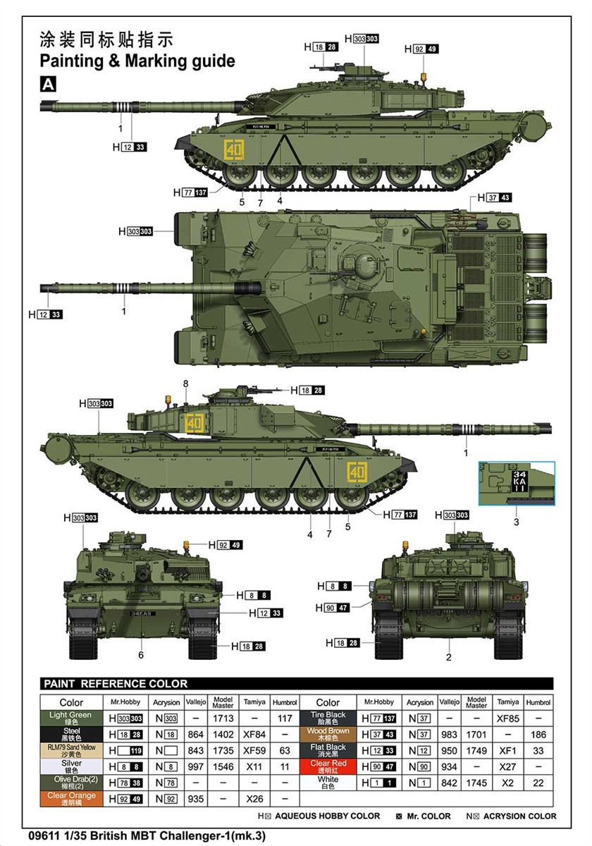 Trumpeter 09611 1:35 British MBT Challenger-1(mk.3)