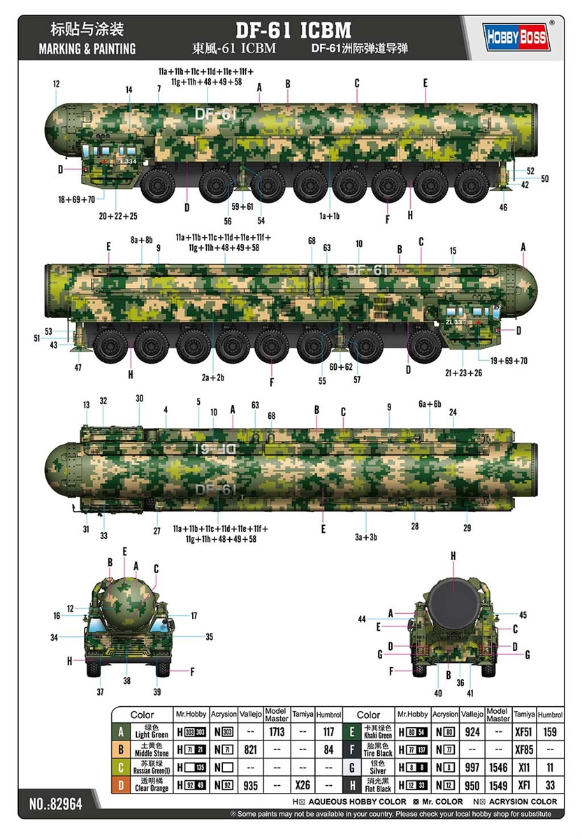Hobby Boss 1/72 Hobby Boss DF-61 ICBM Plastic Model Kit