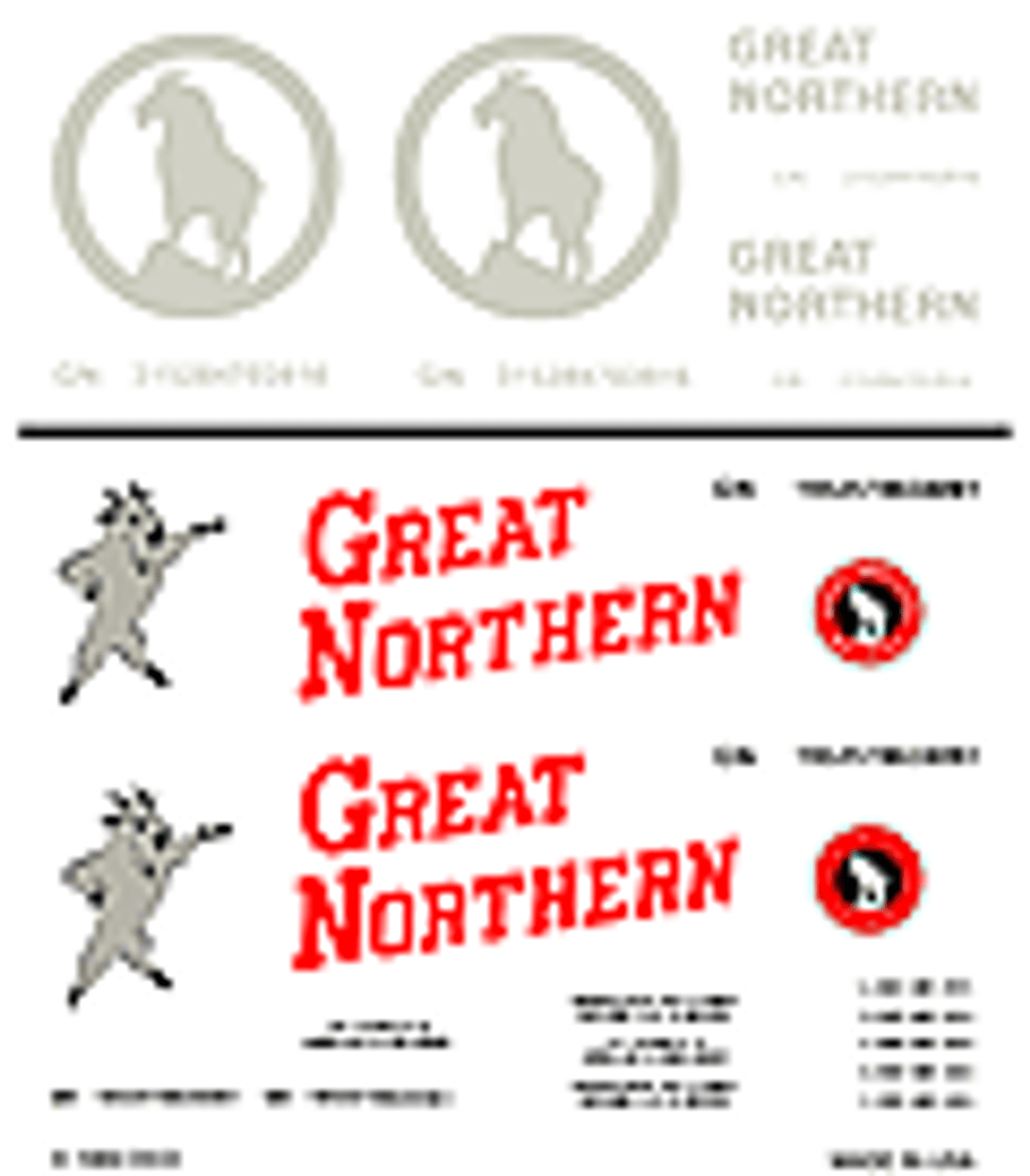 HO Boxcar Decal Dry Transfer Great Northern Boxcars Modern General Freight HO Scale (D)