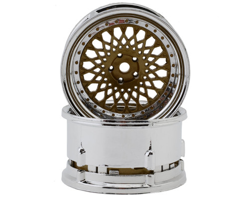 DS Racing Element Mesh 1/10 Drift Wheels (Bronze w/Chrome Lip & Gold Rivets)