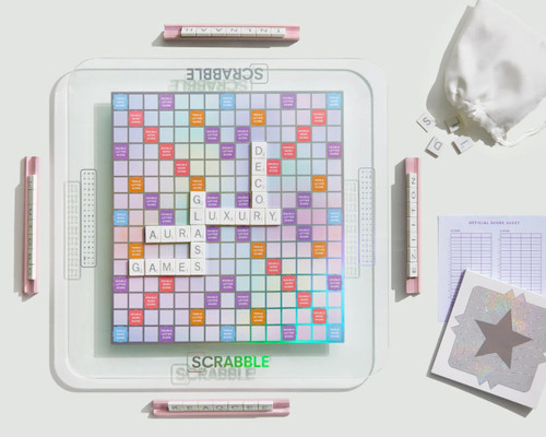 WS Games Company Scrabble Aura Glass Edition luxury Premium Board Game Set