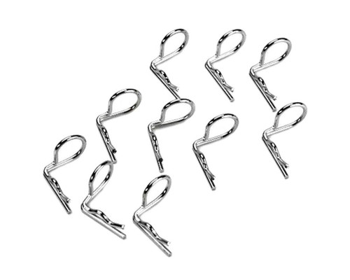 Hot Racing 90° Bent 1/10 Body Clips (10) (Silver)
