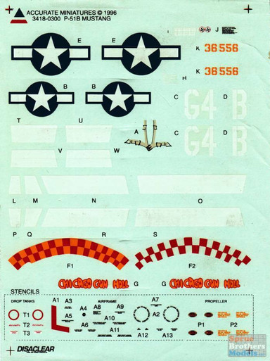 ACMD3418 1:48 Accurate Miniatures Decals - P-51B Mustang