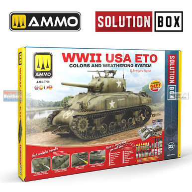 AMM7728 AMMO by Mig Solutions Box - WW2 USA ETO Colors and Weathering System
