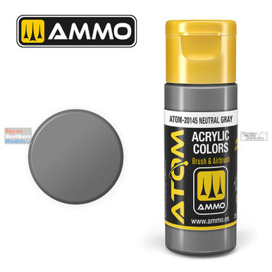 AMMAT20145 AMMO by Mig ATOM Acrylic Paint -  Neutral Gray FS36122 (20ml)