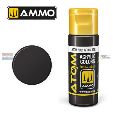 AMMAT20161 AMMO by Mig ATOM Acrylic Paint -  Nato Black (20ml)