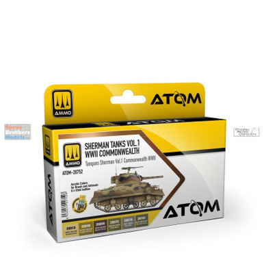 AMMAT20752 AMMO by Mig ATOM Paint Set - Sherman Tanks Vol 1 WW2 Commonwealth Colors