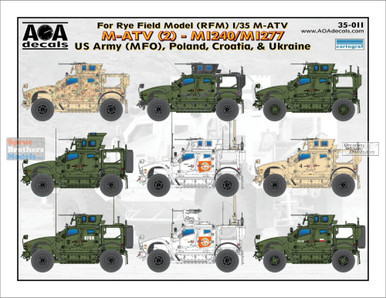 AOA35011 1:35 AOA Decals - M-ATVs #2: M1240/M1277 US Army (MFO), Poland, Croatia & Ukraine