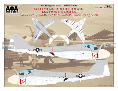 AOA72011 1:72 AOA Decals - A-6 Intruder Airframe Data/Stencils [A-6A, A-6B, A-6E, A-6E TRAM, & KA-6D (High-Viz)]