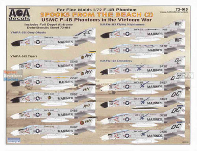 AOA72015 1:72 AOA Decals - USMC F-4B Phantoms in the Vietnam War 'Spooks from the Beach (2)'